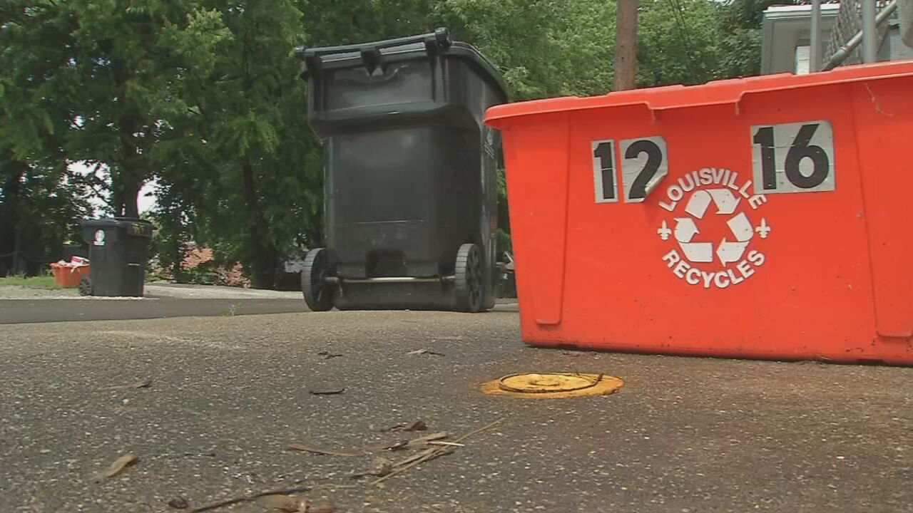 Metro Louisville recycling bin and garbage can